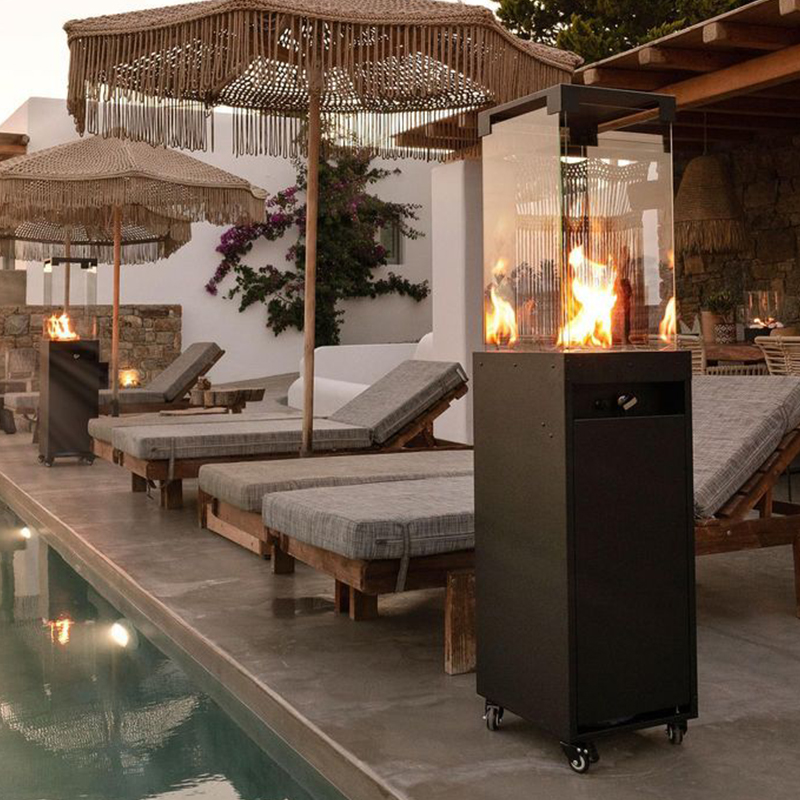 Calentador de llama de gas pir&aacute;mide de jard&iacute;n de patio moderno