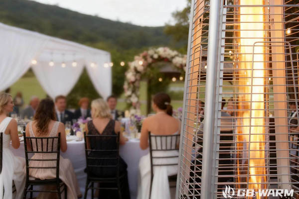 Calentadores de patio al aire libre para bodas y fiestas de invierno