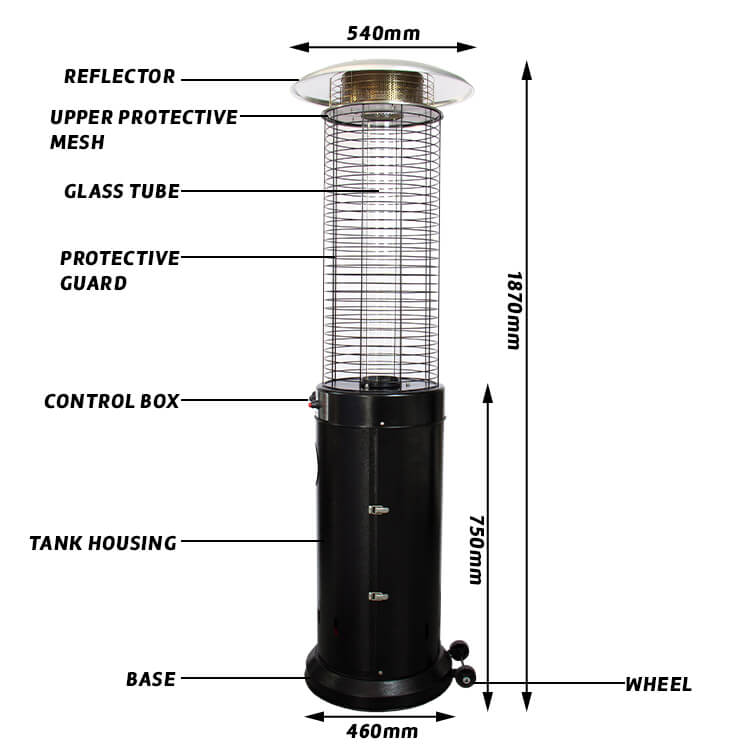 El mejor calentador de patio con tubo de vidrio para exteriores - CZGB-D1-11KW