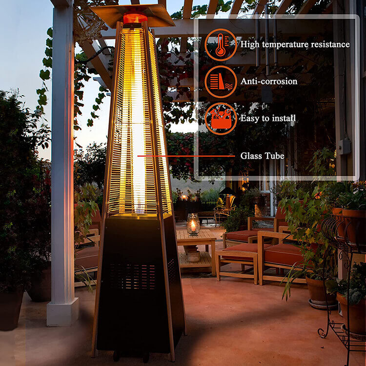 Calentador de patio con llama piramidal de 13 KW 